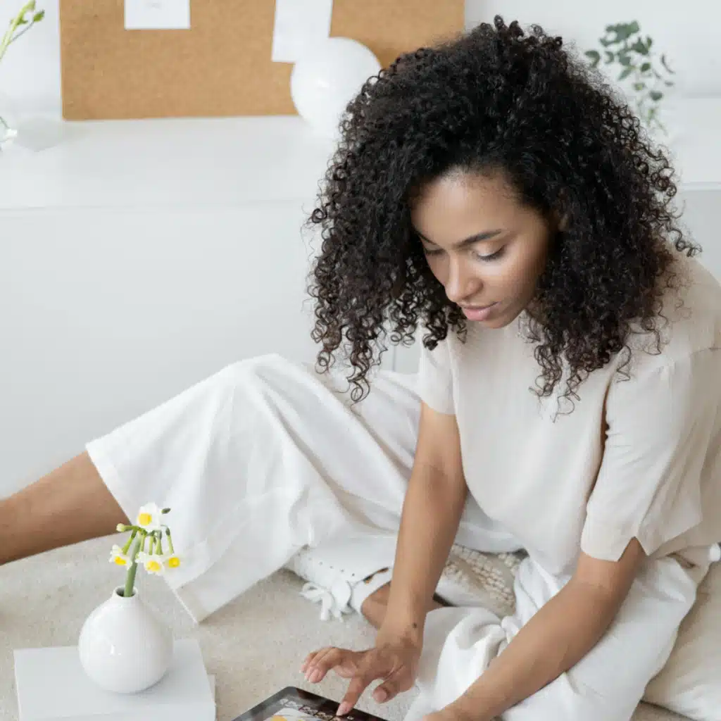A client in a calm individual counseling setting